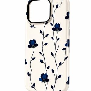 Elegant Floral Phone Case - Navy and White